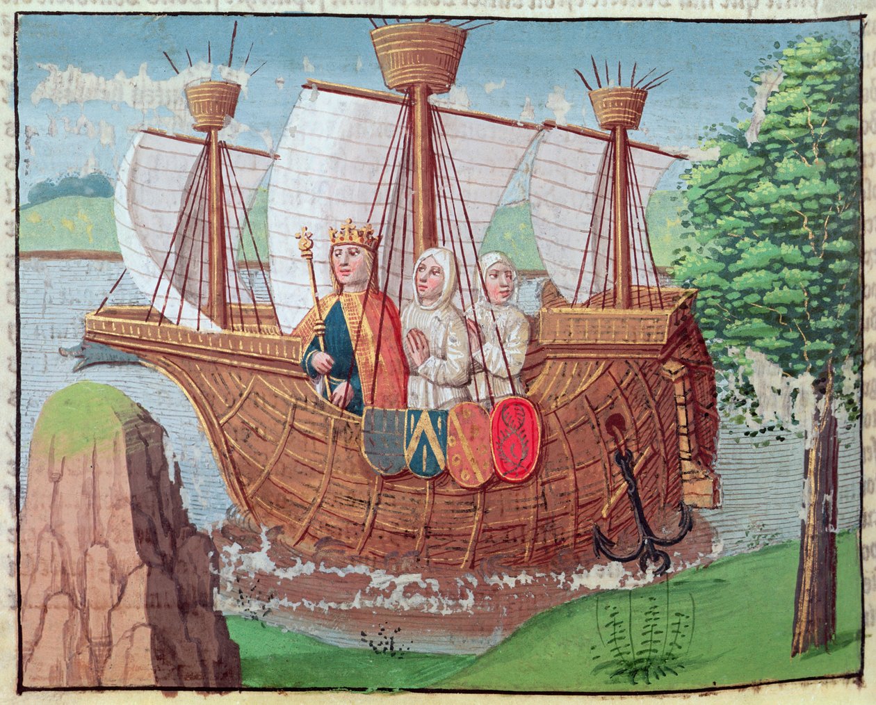 Ludvig VII lähdössä pyhään maahan joidenkin sitersiläisten munkkien kanssa vuonna 1145, pienoiskuva "Ogier le Danois