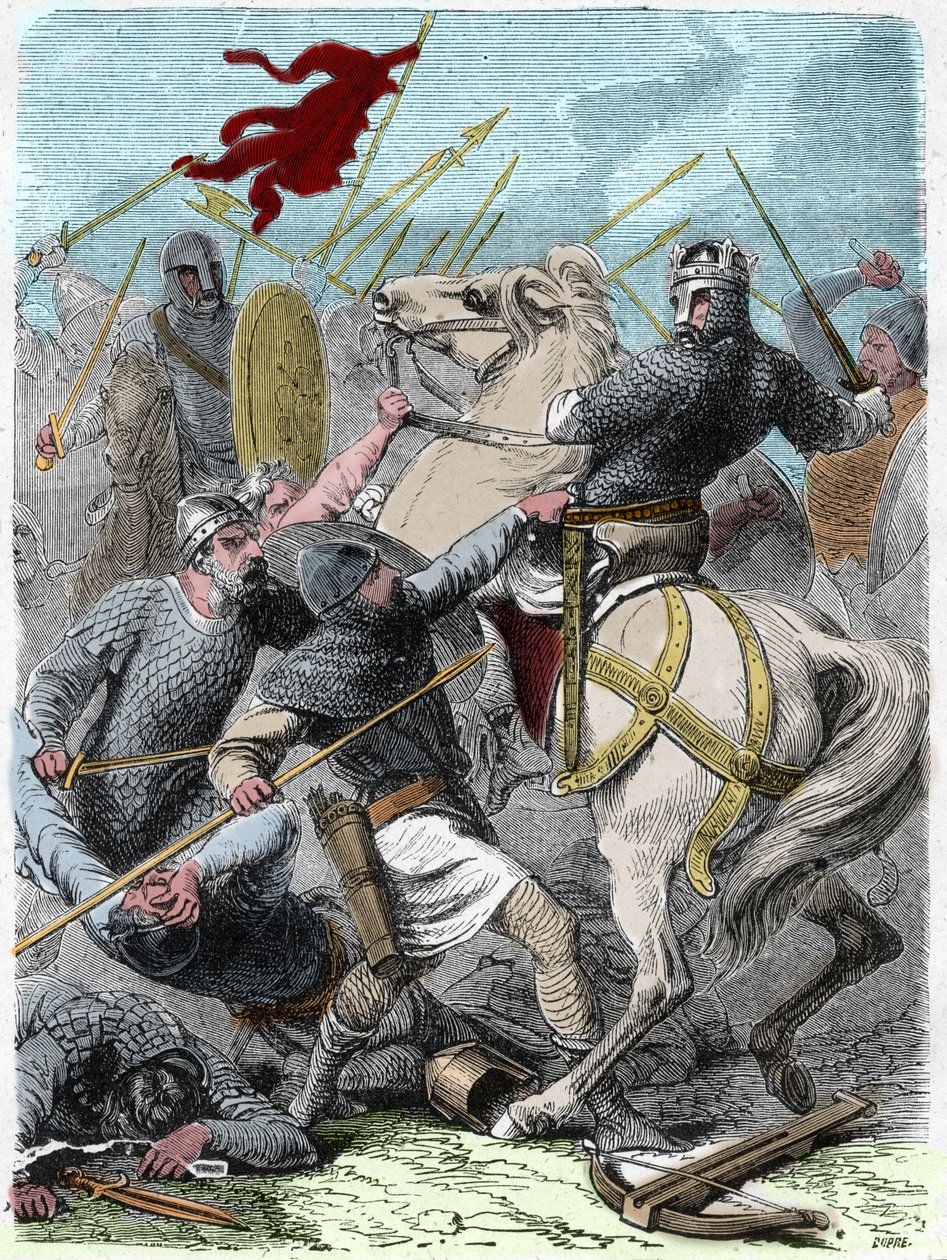 Louis VI sanoi, että "The Gros" (1081 - 1137) yritti Brennevillen taistelussa ottaa Normandian Englannin kuninkaalta Henrik I:ltä vuonna 1119. Kaiverrus Paul Lehugeurin Histoire De France En Cent -maalauksiin 1891. tekijältä French School