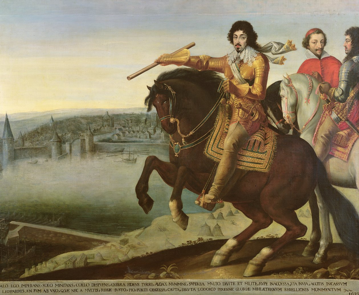 Ludvig XIII La Rochellen piirityksessä tekijältä French School