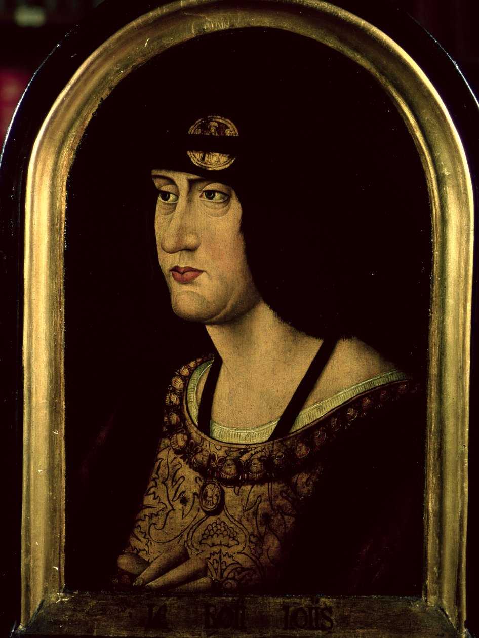 Ludvig XII (1462-1515) n. 1520 (öljy paneelissa) tekijältä French School