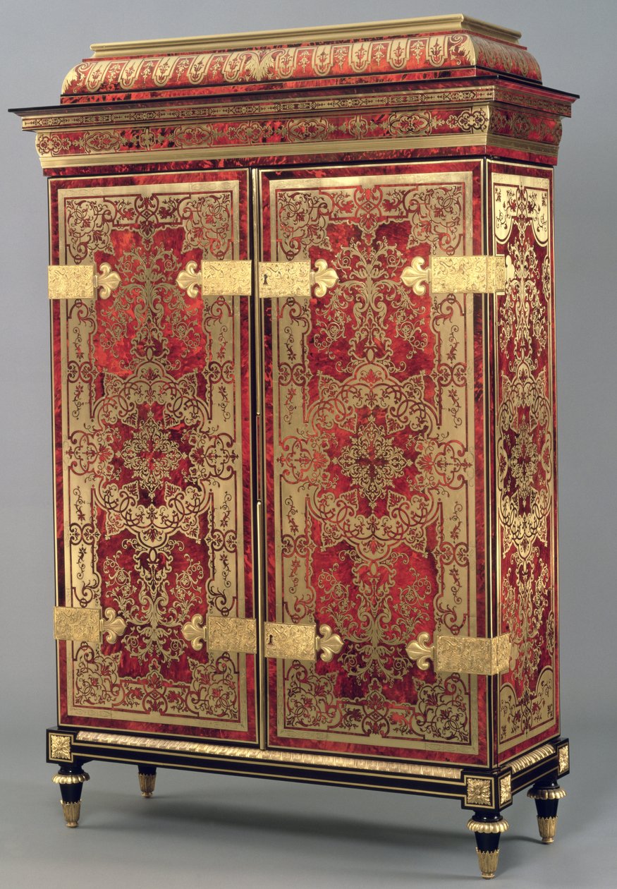 Louis XIV Armoire, n. 1710 (punainen kilpikonnankuori messingin upotettuna) tekijältä French School