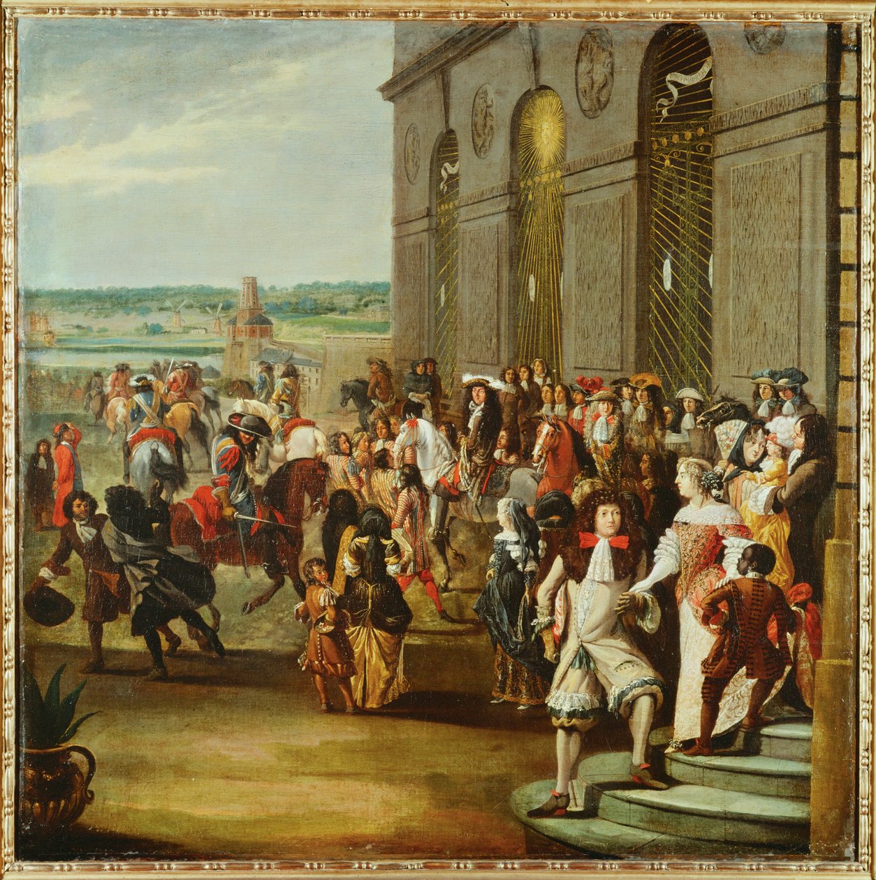 Ludvig XIV Thetiksen luolan edessä Versaillesin puutarhassa ... tekijältä French School