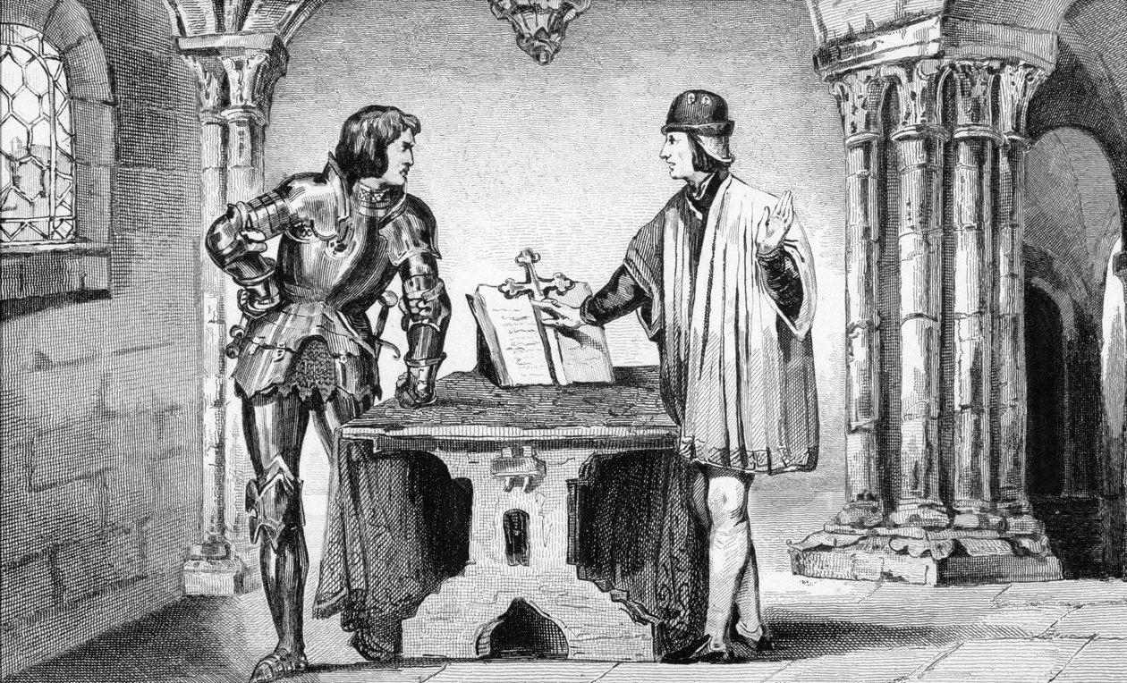Ludvig XI (1423-1483) oli Charles Rohkean (1433-77) kotiarestissa Colartin "Histoire de France" -teoksesta, julkaistu n. 1840 tekijältä French School