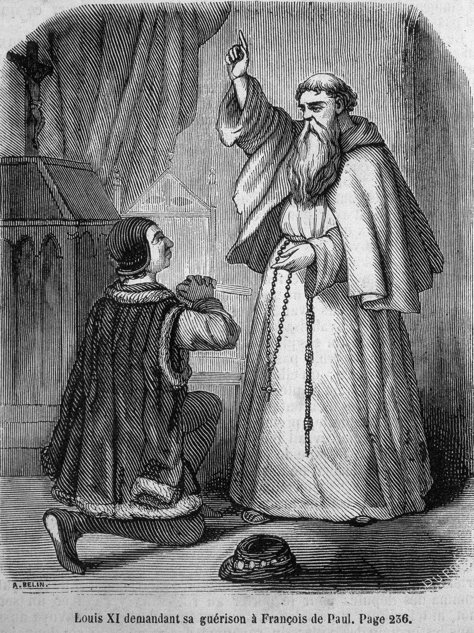 Ludvig XI pyytää hänen parantamistaan ​​François de Paulelle - teoksessa "Histoire de France" L.-P. Anquetil tekijältä French School