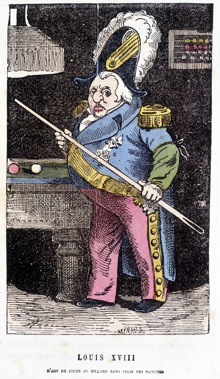 Louis XVIII pelaa biljardia - Touchatoutin "" Histoire de France Tintamarresque" -kappaleessa tekijältä French School