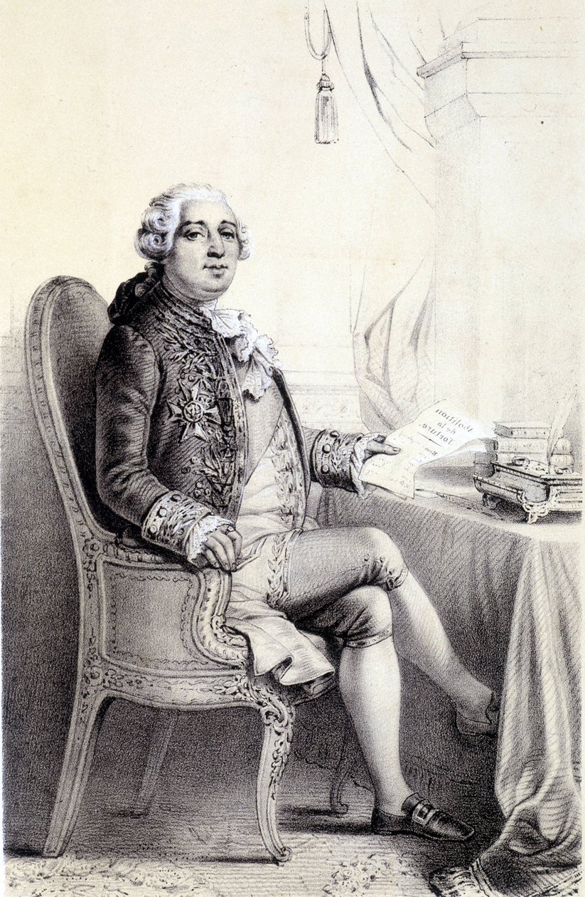 Ludvig XVI Albert Maurinin "Ranskan vallankumouksen historiallisessa galleriassa". tekijältä French School