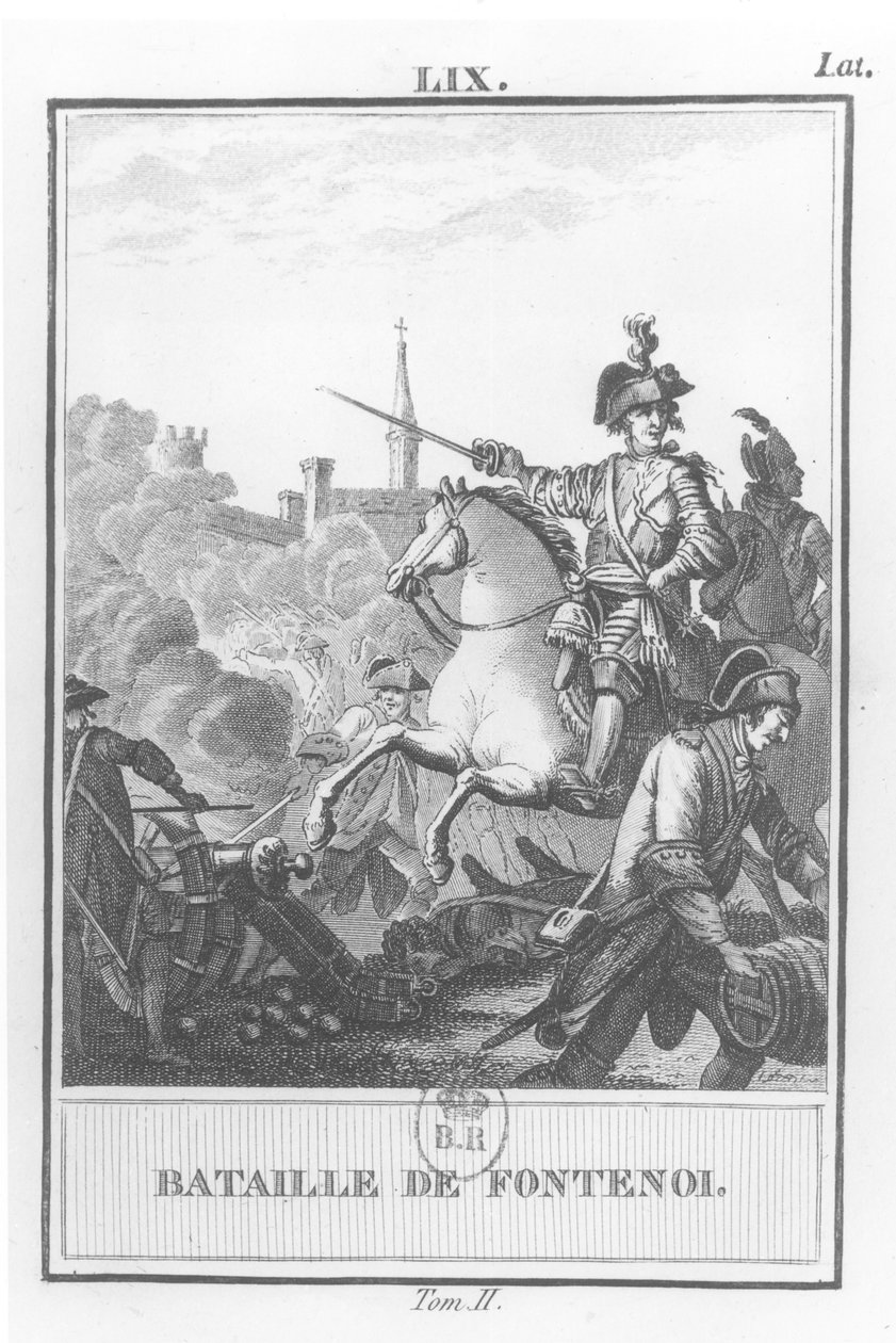 Ludvig XV (1710-74) Fontenoyn taistelussa 11. toukokuuta 1745, tekijältä French School