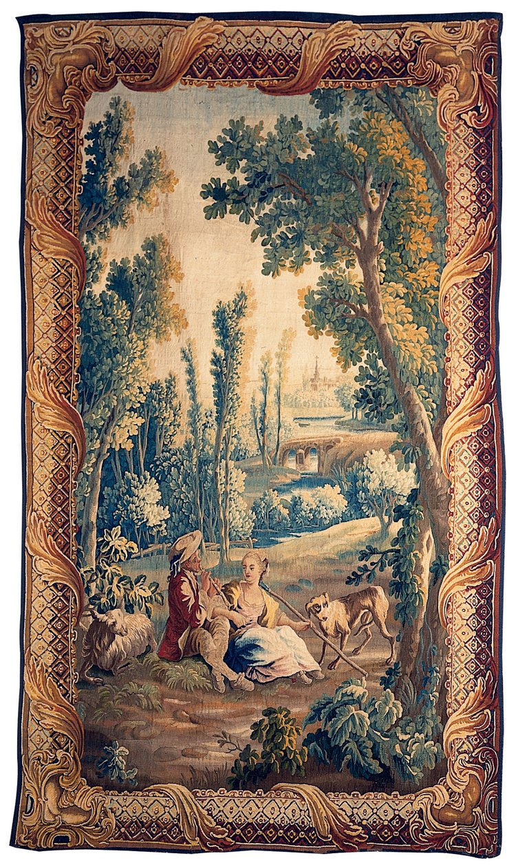 Louis XV Aubussonin pastoraalinen kuvakudos tekijältä French School