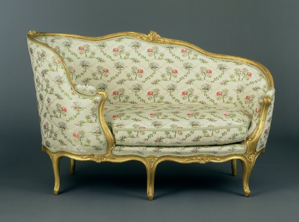 Louis XV veistetty kultapuu Veilleuse, n. 1750 (veistetty kullattu puu ja verhoilu) tekijältä French School