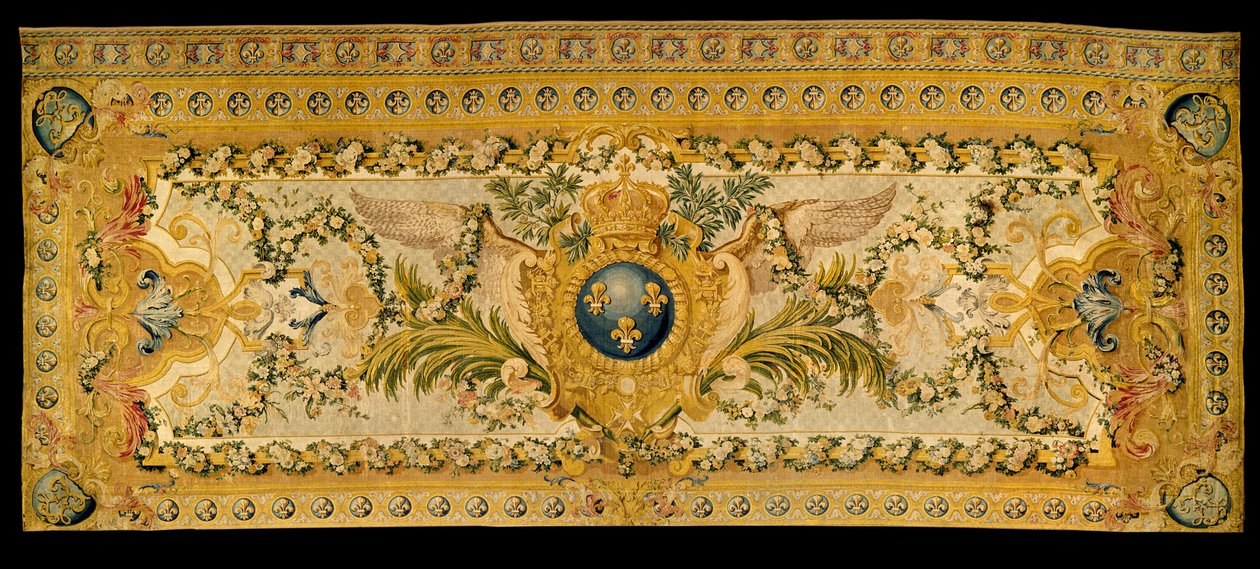 Ludvig XV:n huonekalut: Versaillesin kuninkaallisen kappelin katsomon matto. Valmistanut Chaillot