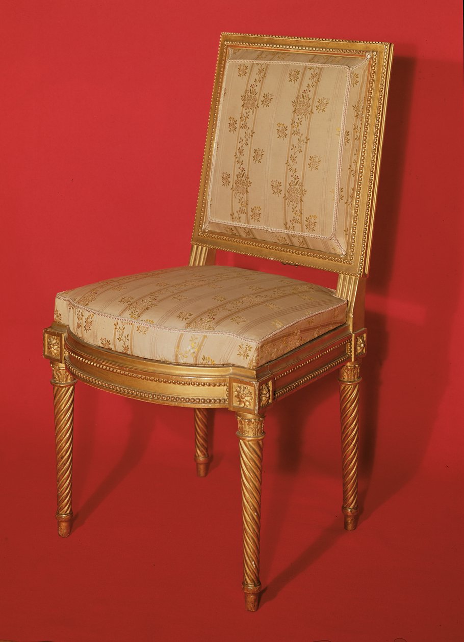 Louis XV -tyylinen tuoli (kullattua puuta ja silkkiä) tekijältä French School