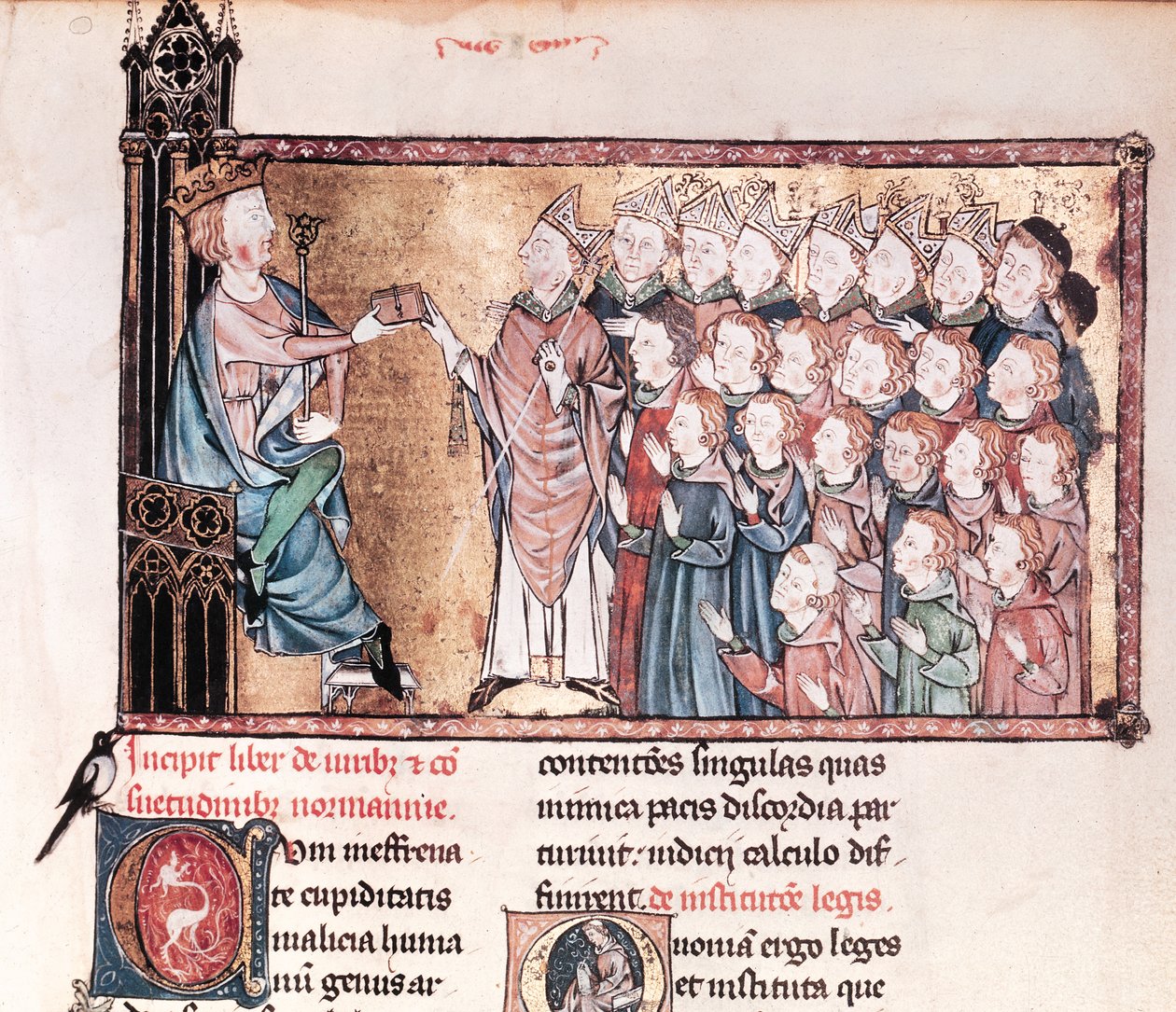 Louis X (1289-1316) itsepäinen, joka antoi peruskirjan normanneille, kirjasta Le Grand Coutumier de Normandie, n. 1340 tekijältä French School