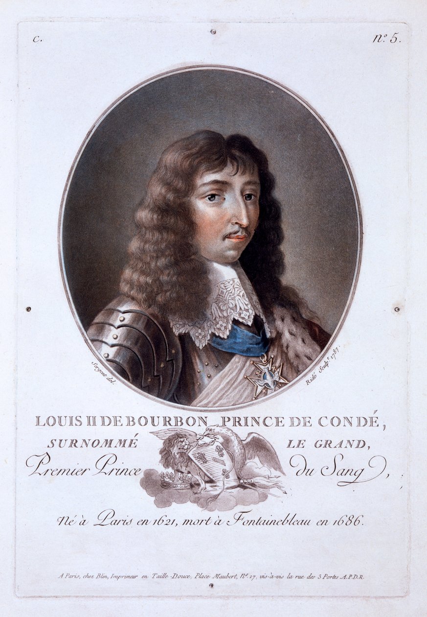 Louis de Bourbon, prinssi de Condé, teoksesta Muotokuvia suurista miehistä, maineikkaista naisista ja ikimuistoisista Ranskan kohteista, julkaistu 1787-92 tekijältä French School