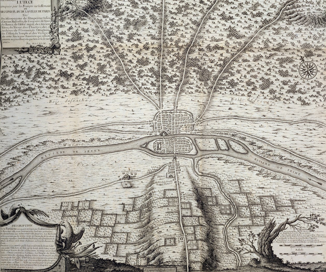 Lutetia eli Pariisin toinen suunnitelma 4. ja 5. vuosisadalla jKr., 1722 tekijältä French School