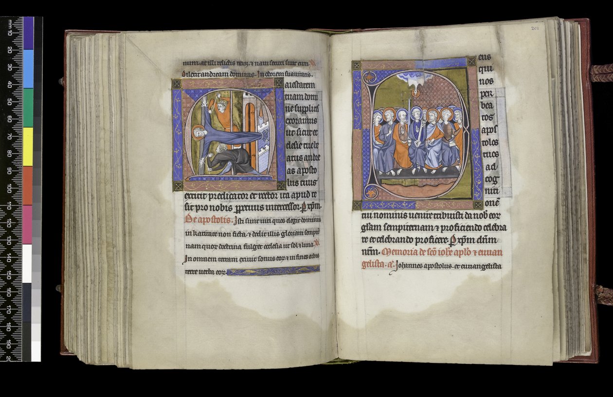 MS 300 f.200v-201r, Äänioikeus Pyhälle Andreakselle ja äänioikeus apostoleille, Ranskalaisen Isabellan psalteri ja Hours, Pariisi, n. 1265-70 tekijältä French School