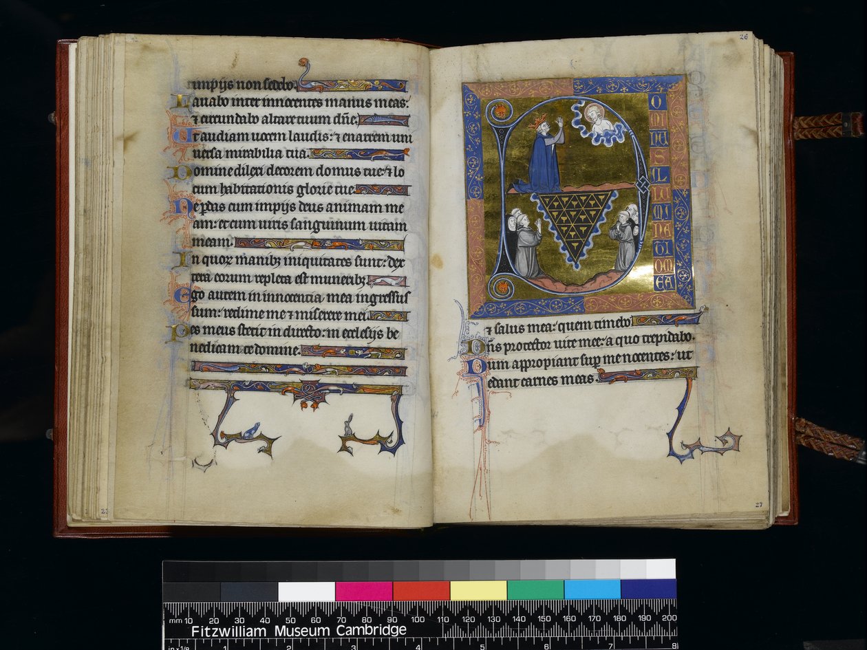MS 300 f25v-26r, Daavid rukoilee Jumalaa, Psalter and Hours of Isabella of France, Paris, n. 1265-70 tekijältä French School