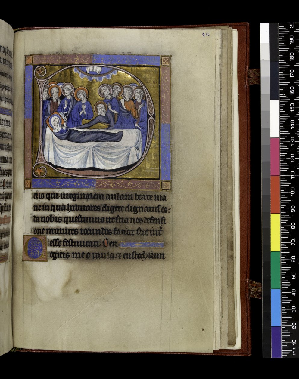 MS 300 f.281r, Kerää, saarnat ja oppitunnit taivaaseenastumista varten, Psalter and Hours of Isabella of France, Paris, n. 1265-1270 (kynä & muste ja tempera pergamentilla) tekijältä French School