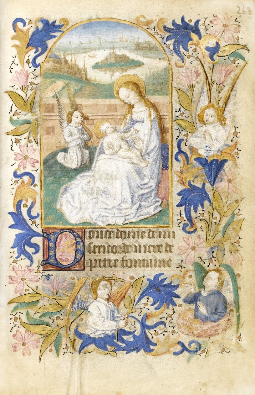 MS 39-1950 f.263r The Adoration, 1464 (kulta, hopea ja värillinen muste pergamentille) tekijältä French School