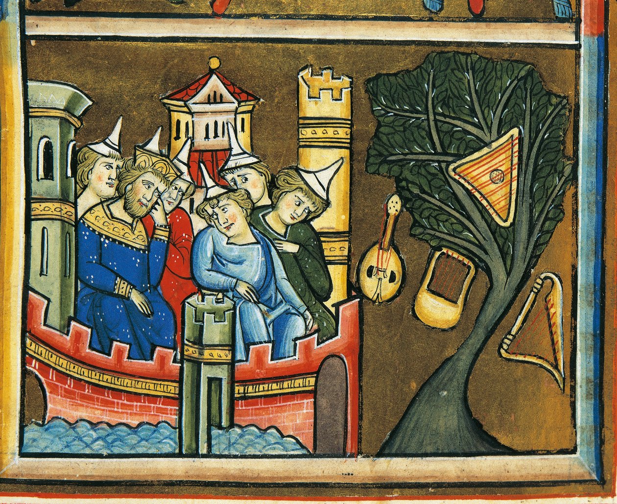 MS CXXXVII fol. 139v, Surevat juutalaiset Babylonissa, Pyhän Elisabetin psaltista (tempera & kultalehti persulla) tekijältä French School