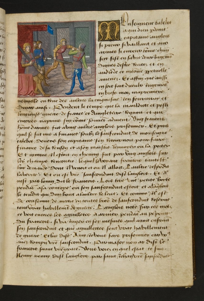 MS Hunter 252 014r sivu sadasta uudesta uutisesta, c.1461-62 tekijältä French School