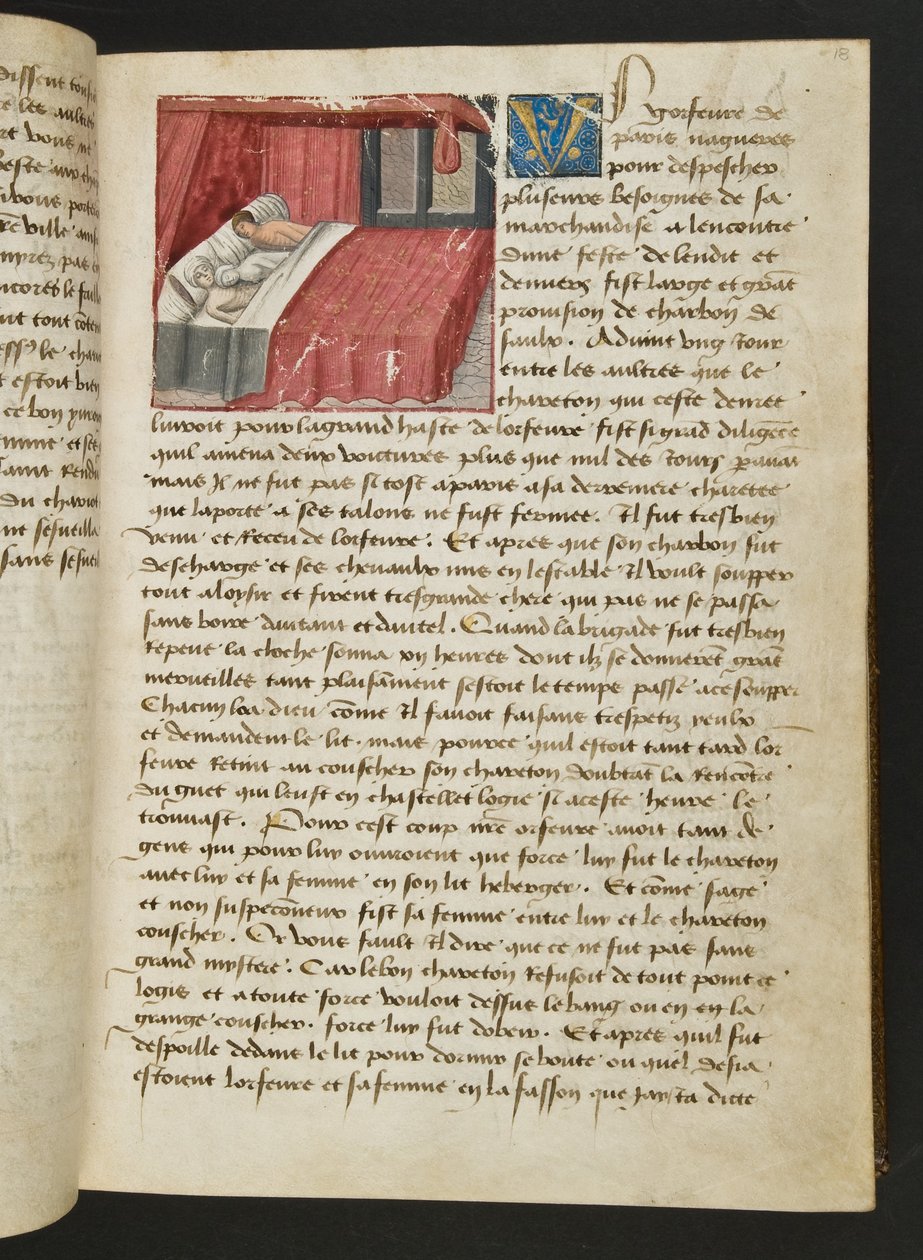 MS Hunter 252 018r sivu sadasta uudesta uutisesta, c.1461-62 tekijältä French School