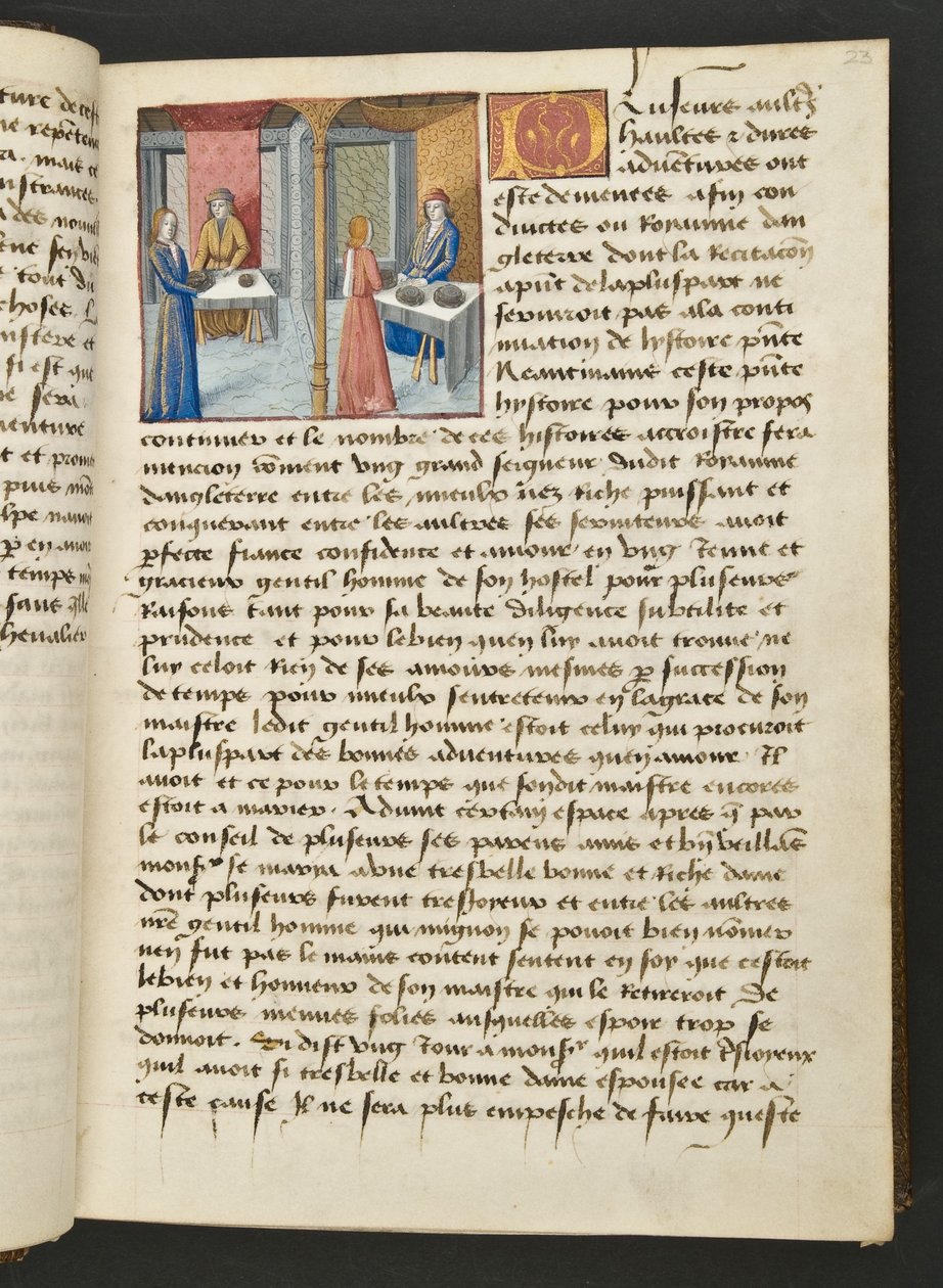 MS Hunter 252 023r sivu sadasta uudesta uutisesta, c.1461-62 tekijältä French School