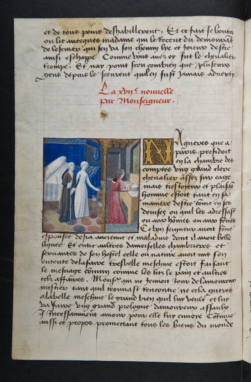 MS Hunter 252 036v sivu sadasta uudesta uutisesta, c.1461-62 tekijältä French School