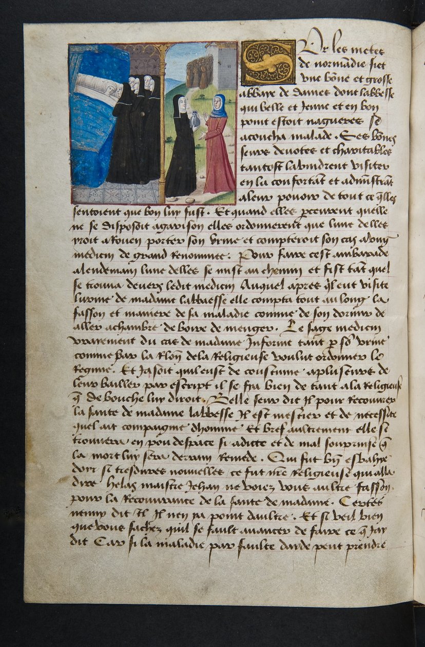 MS Hunter 252 045v sivu sadasta uudesta uutisesta, c.1461-62 tekijältä French School
