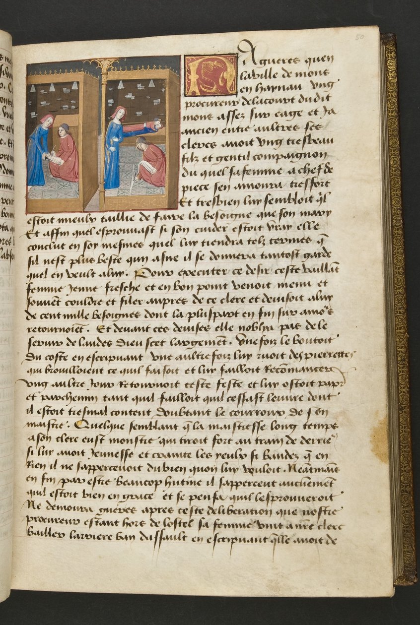 MS Hunter 252 050r sivu sadasta uudesta uutisesta, c.1461-62 tekijältä French School