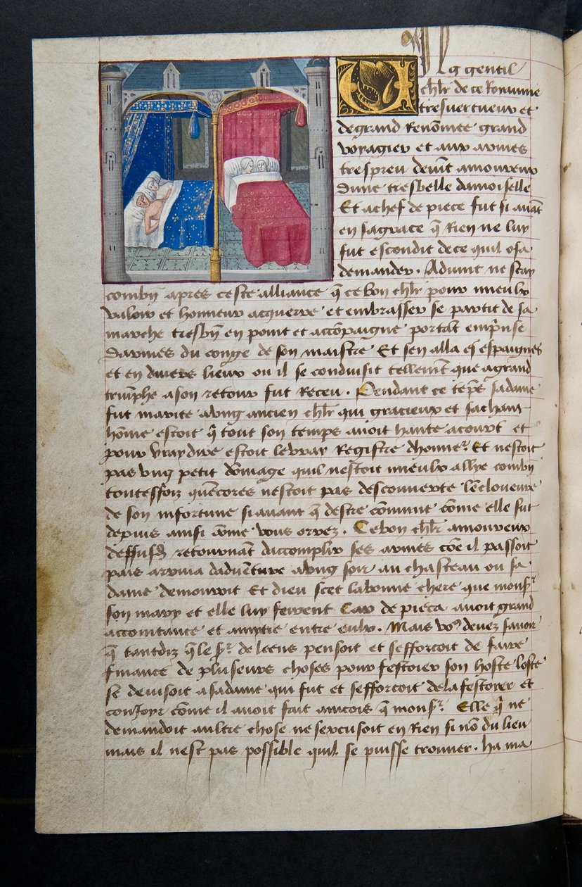 MS Hunter 252 087v sivu sadasta uudesta uutisesta, c.1461-62 tekijältä French School