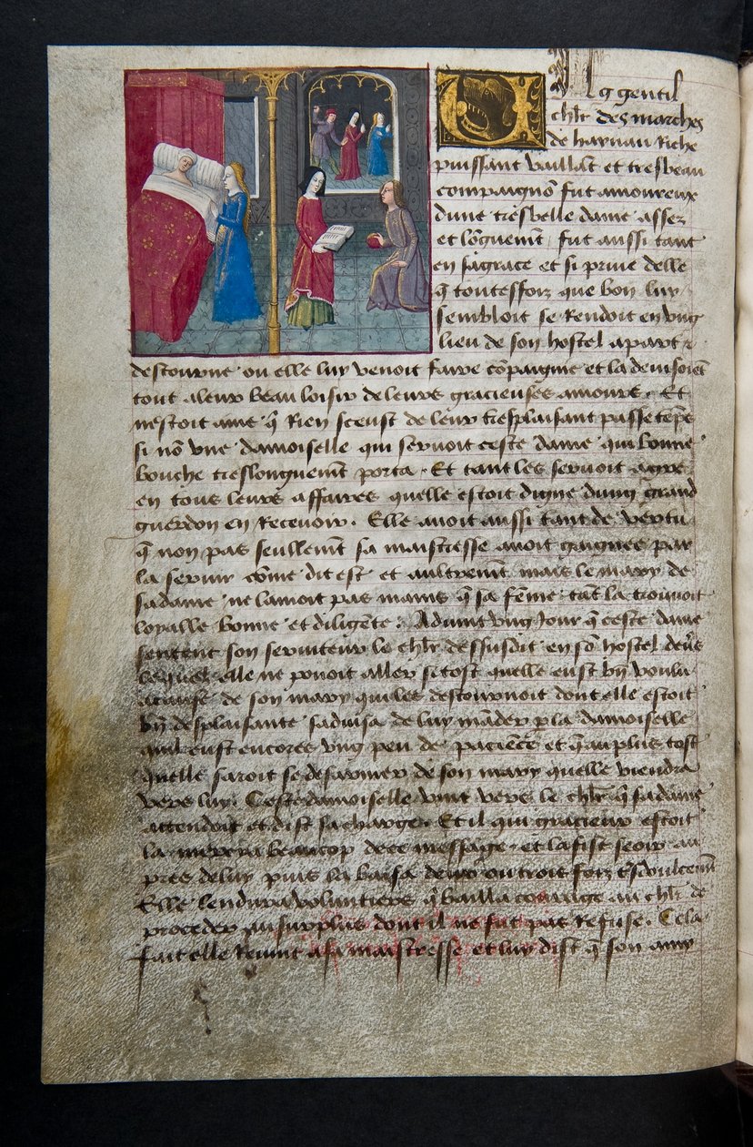 MS Hunter 252 095v sivu sadasta uudesta uutisesta, c.1461-62 tekijältä French School