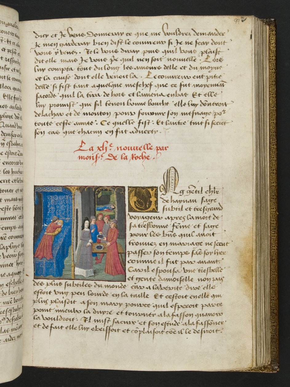 MS Hunter 252 099r sivu sadasta uudesta uutisesta, c.1461-62 tekijältä French School