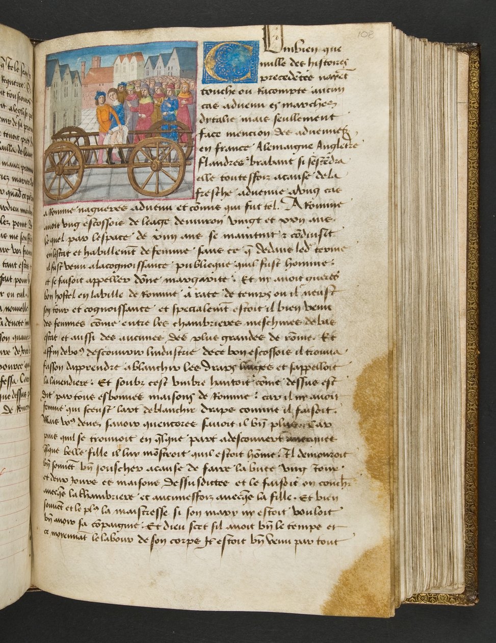 MS Hunter 252 108r sivu sadasta uudesta uutisesta, c.1461-62 tekijältä French School