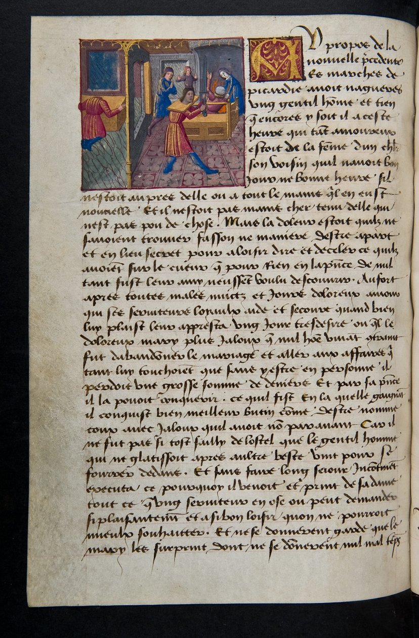 MS Hunter 252 155v sivu sadasta uudesta uutisesta, c.1461-62 tekijältä French School