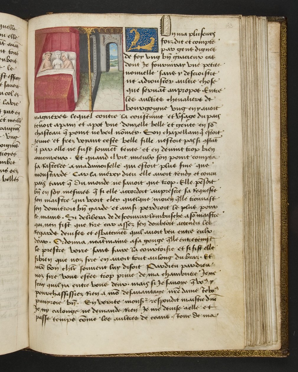 MS Hunter 252 163r sivu sadasta uudesta uutisesta, c.1461-62 tekijältä French School