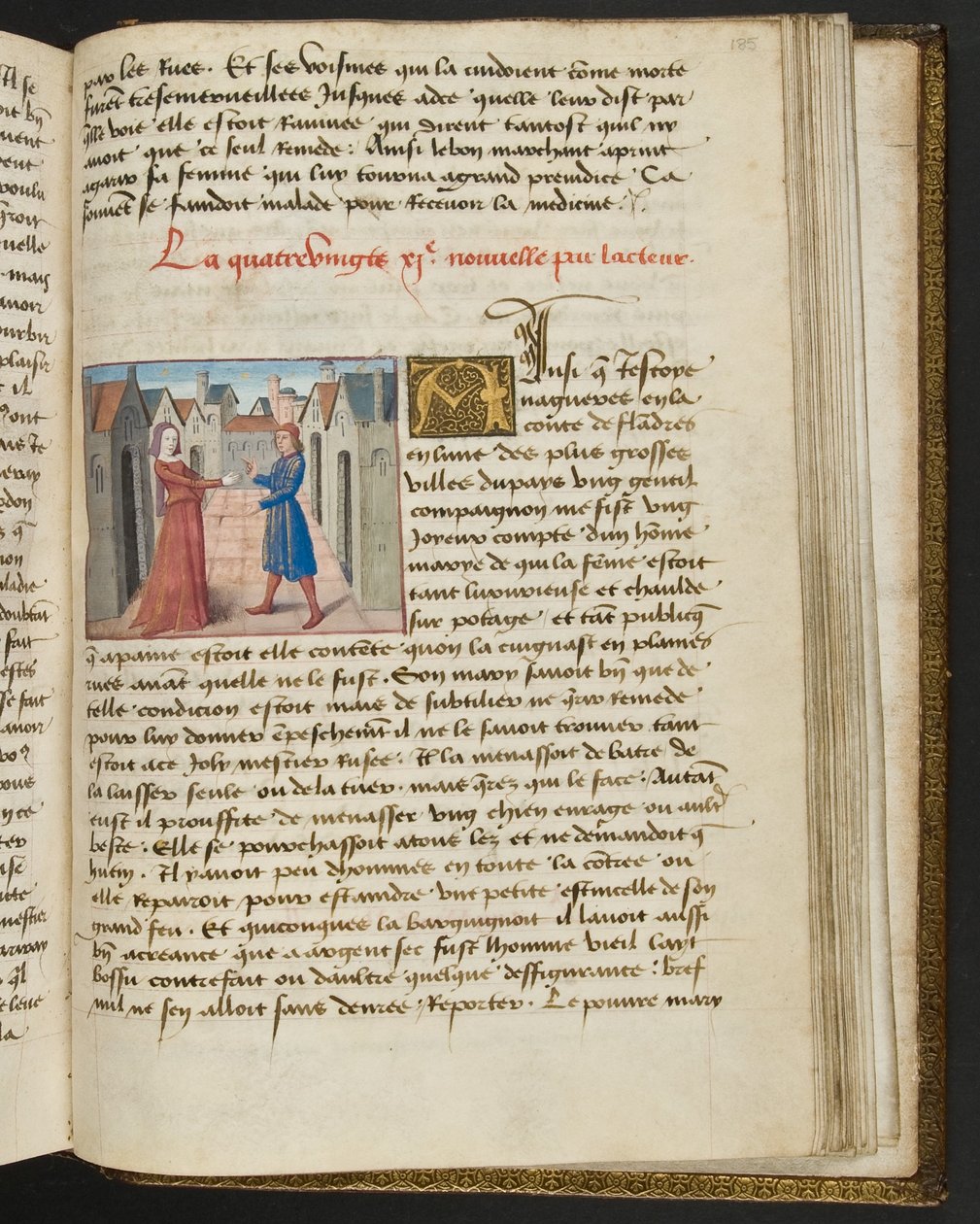 MS Hunter 252 185r sivu sadasta uudesta uutisesta, c.1461-62 tekijältä French School
