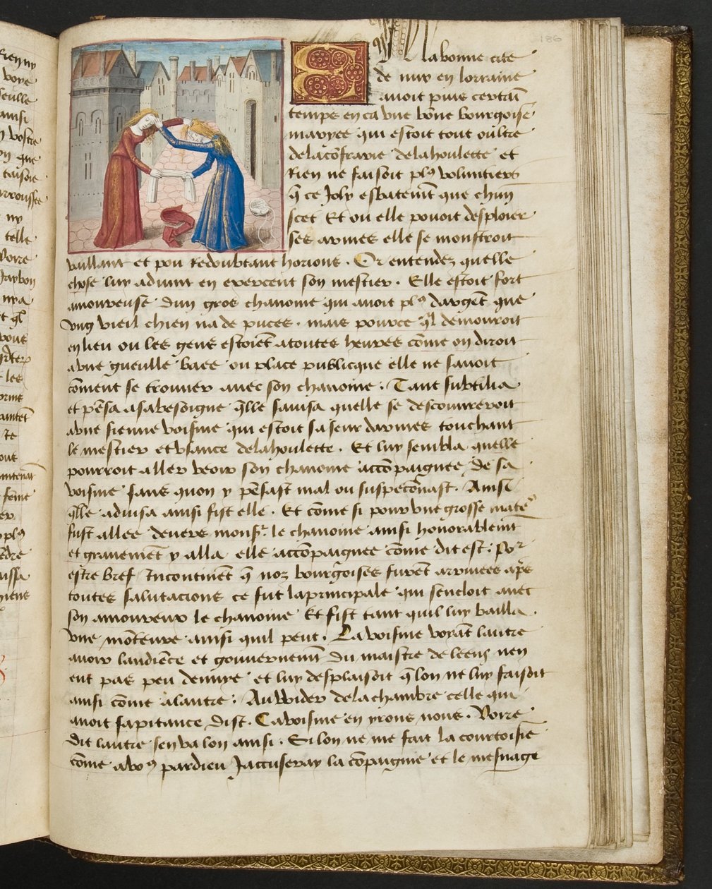 MS Hunter 252 186r sivu sadasta uudesta uutisesta, c.1461-62 tekijältä French School