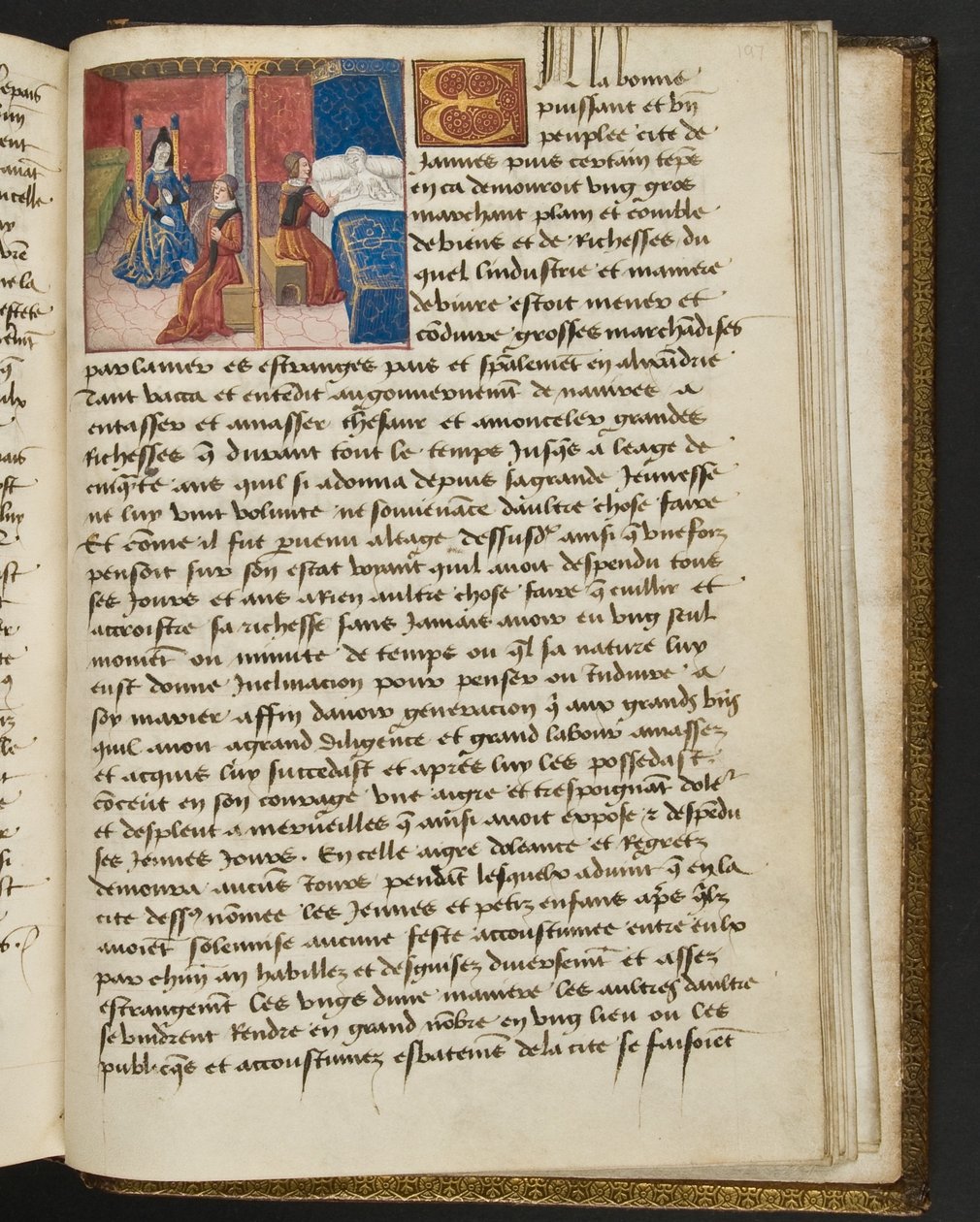 MS Hunter 252 197r sivu sadasta uudesta uutisesta, c.1461-62 tekijältä French School