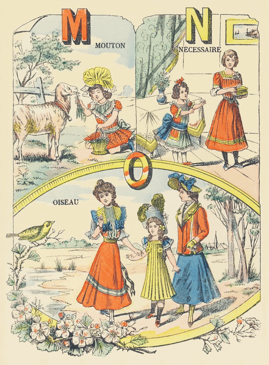 M N O: lammas, välttämätön, lintu tekijältä French School