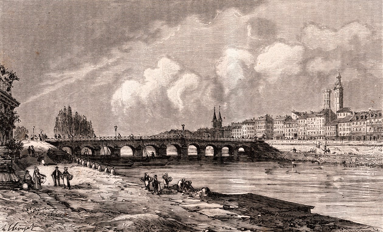 Macon - Bourgogne-Franche-Comte - kaiverrus V.A. Malt-Brownin kirjaan "La France illustrée: maantiede, historia, tilastohallinto". 1884 tekijältä French School