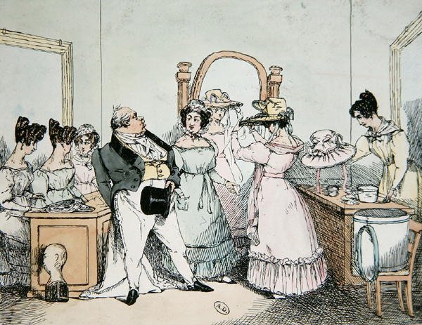 "Madam on vaimoni eikä tyttäreni", kaiverrus Bernard, n. 1820-30 (väri litho) tekijältä French School