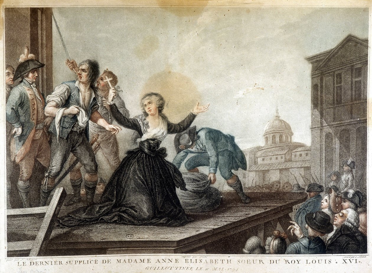 Madame Anne Elisabeth, kuningas Ludvig XVI:n (1764-1793) sisar, giljotiini tekijältä French School
