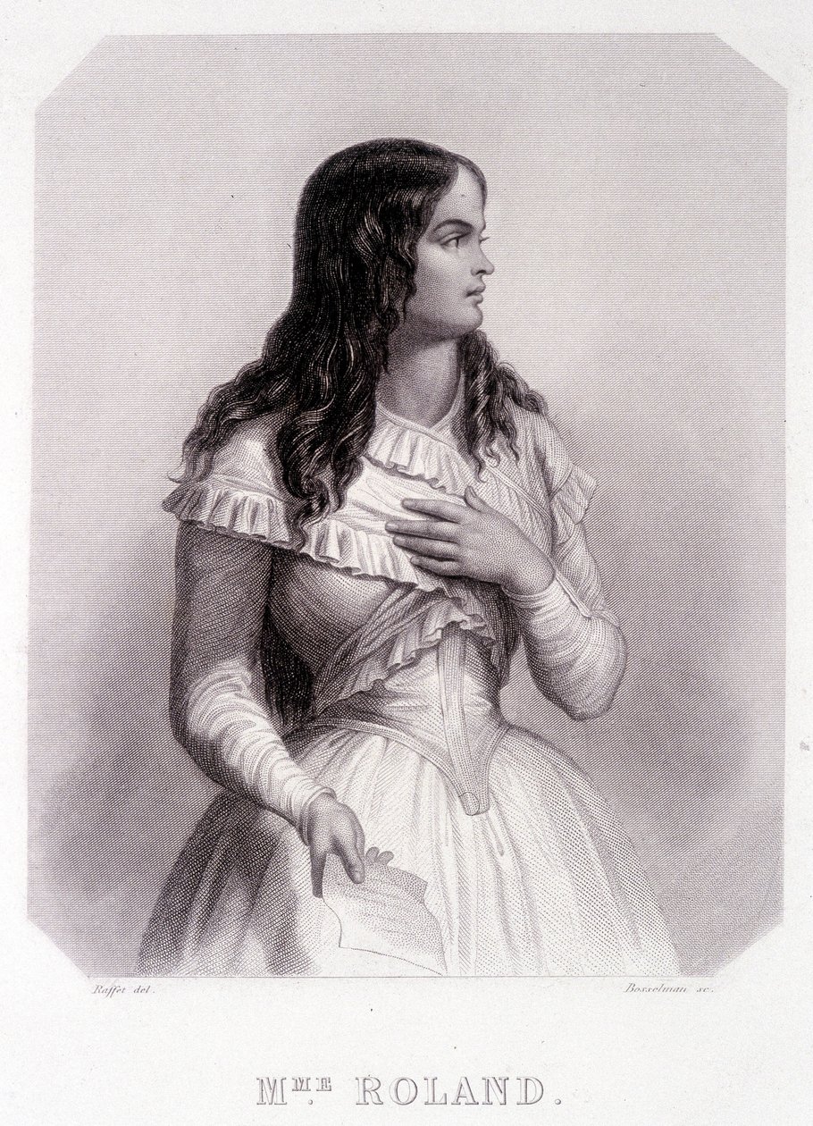 Madame Roland (tai Roland de la plataière, Jeanne Marie tai Monon Philipon), ranskalainen poliitikko (1754-1793) - kaiverrus. tekijältä French School