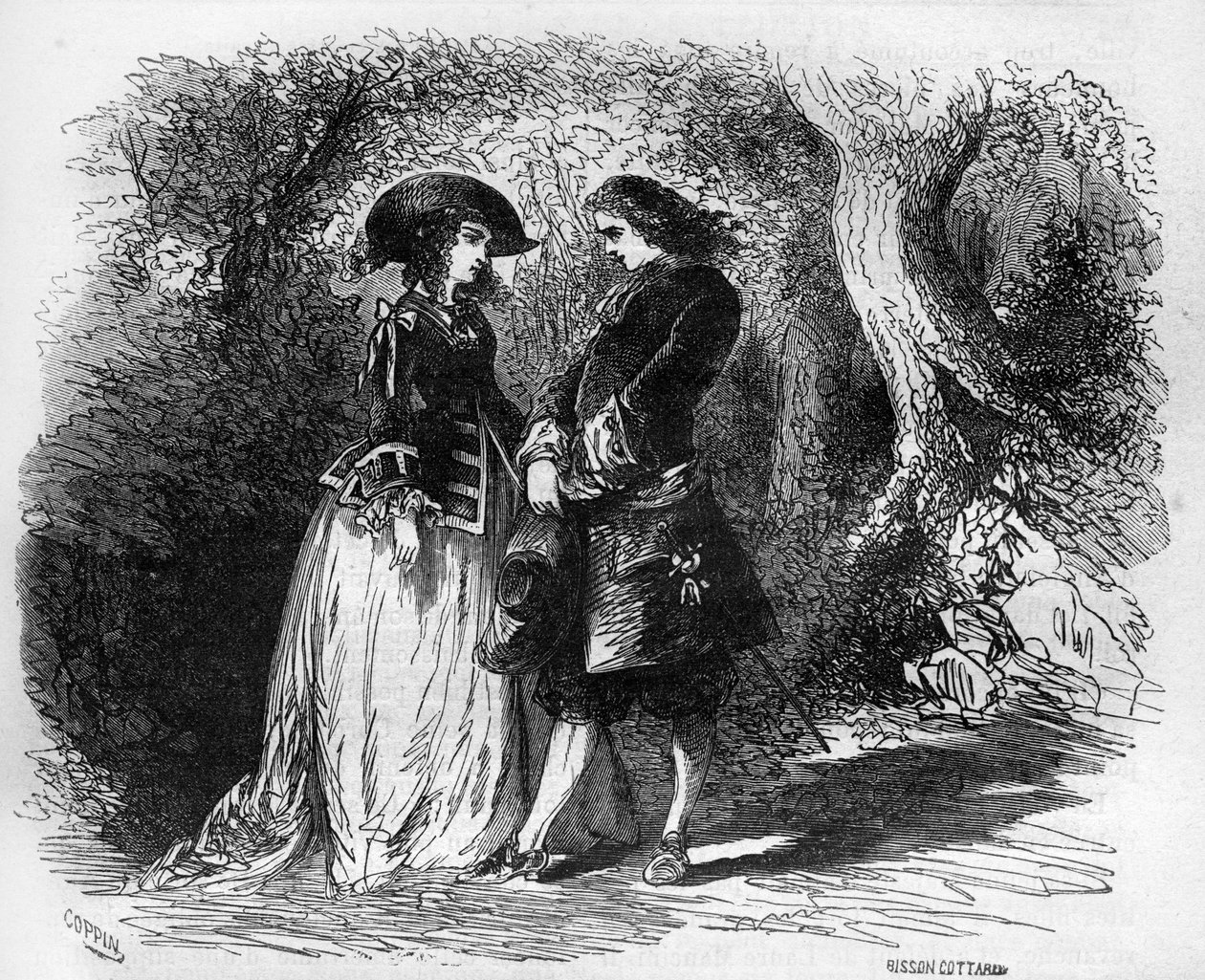 Mademoiselle de Pons tapasi nuoren rakastajansa Malicornen noin 1653. Tohtori Th. -F. Debray. 1879. tekijältä French School