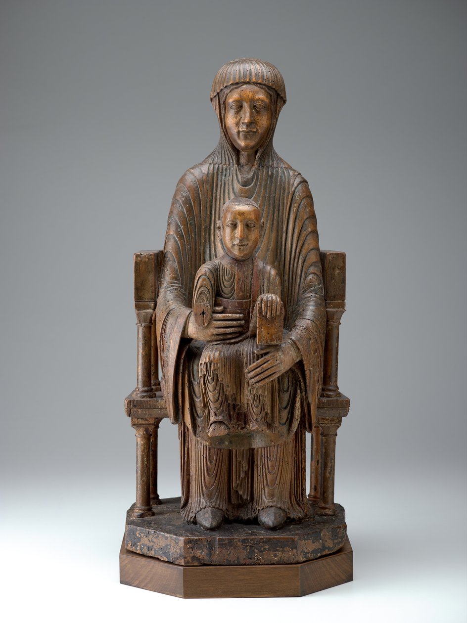 Madonna and Child in Majesty, n.1150-1200 (puuta, jälkiä monivärisyydestä) tekijältä French School
