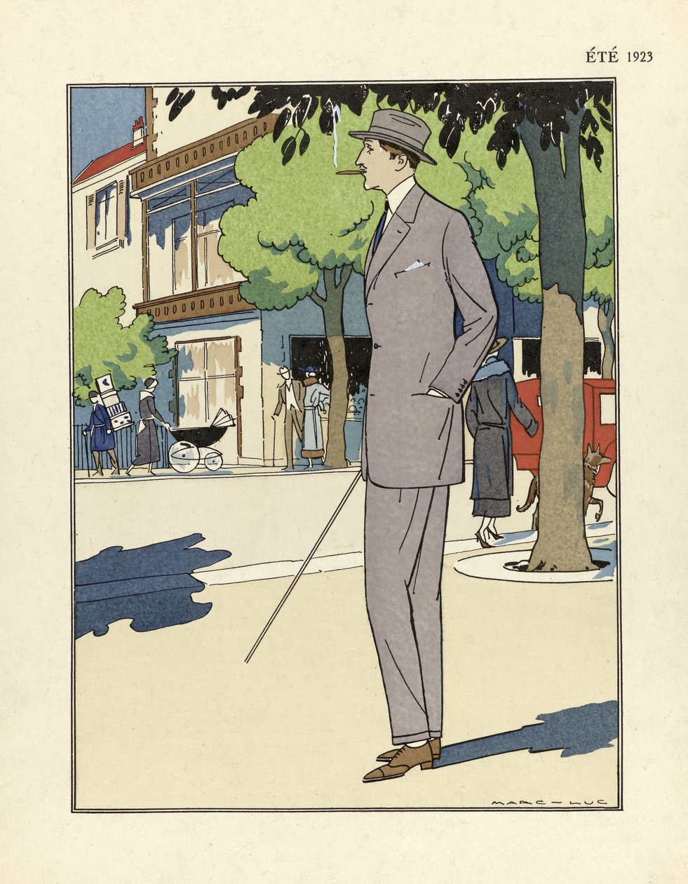 Mans Suit, kirjoittanut Marc-Luc, pub. 1923 (pochoir-painatus) tekijältä French School