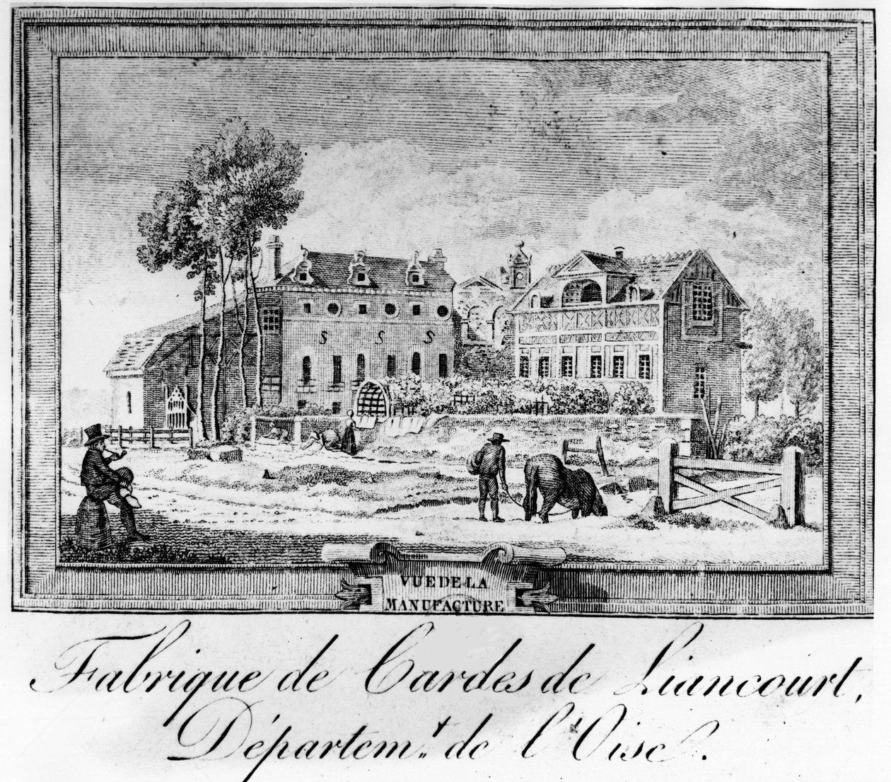 Valmistus, Duke de la Rochefoucauld Liancourtissa; String Factory of Liancourt, Dept of Oise. tekijältä French School