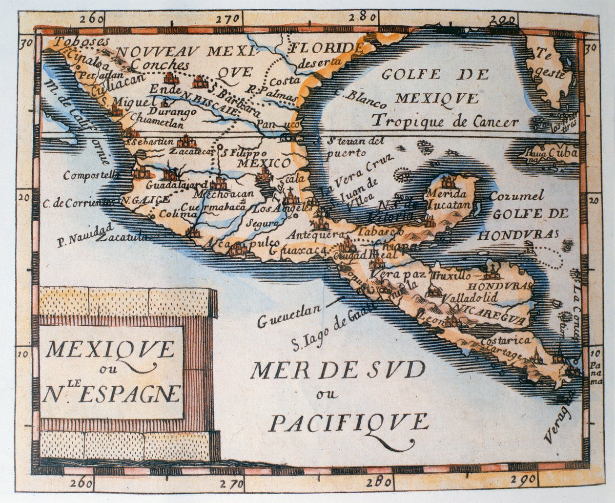 Meksikon tai uuden Espanjan kartta, 1625 tekijältä French School