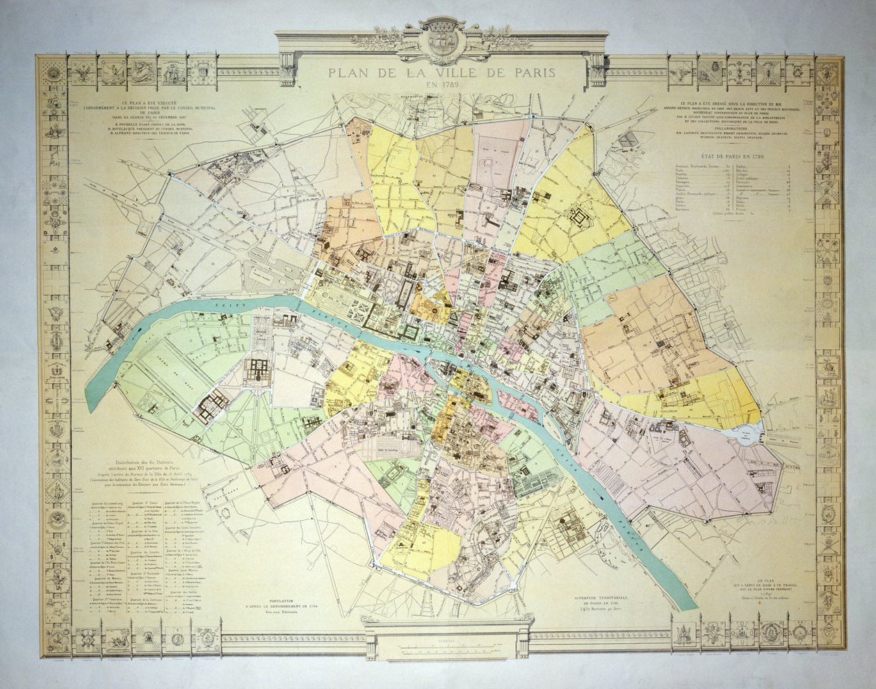 Pariisin kartta 1789, 1887 tekijältä French School