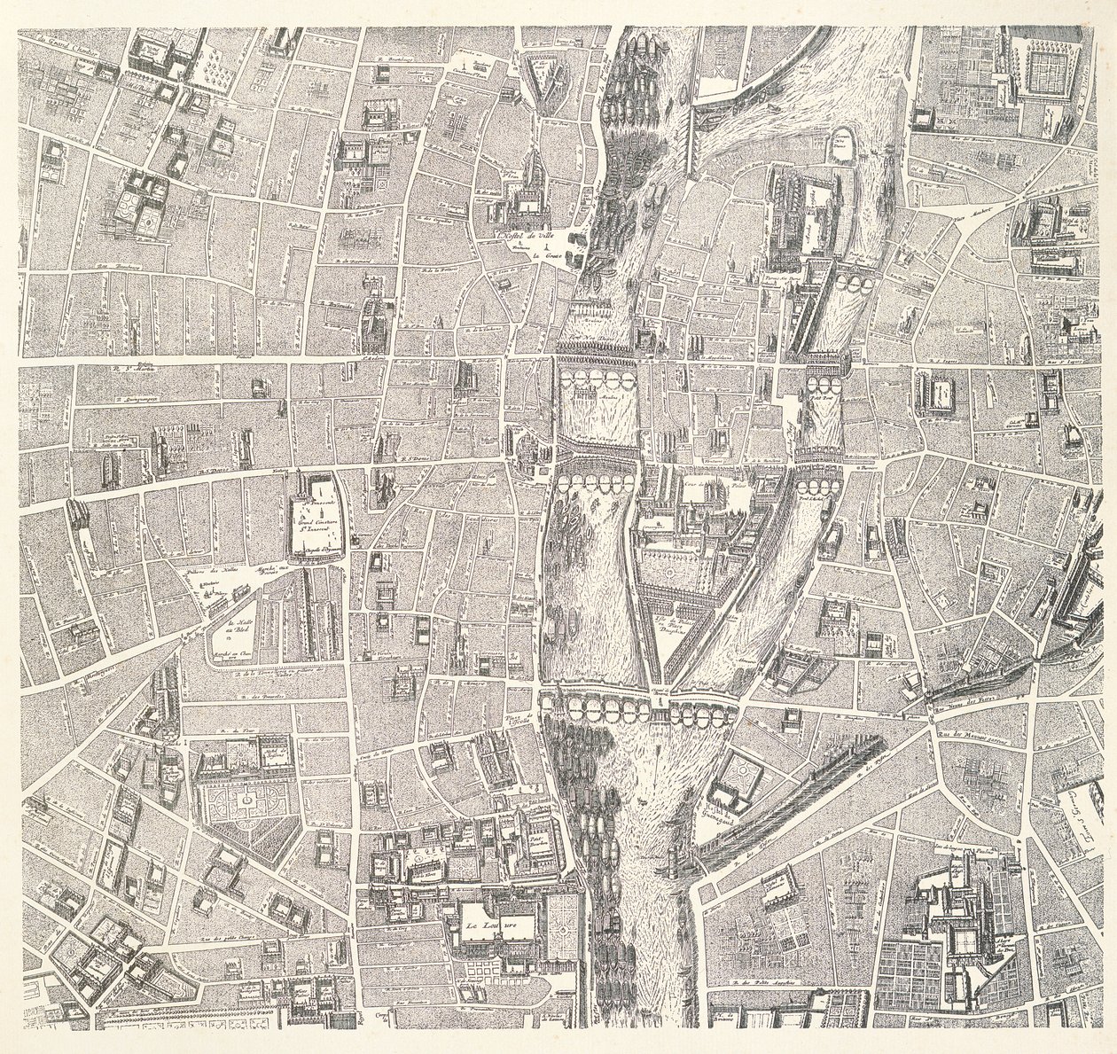 Pariisin kartta, jossa näkyy Île de la Cité, Jean de la Caillen Pariisin atlas, 1714 tekijältä French School